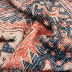 Distressed Tribal Style Neutral Cotton Area Rug Machine