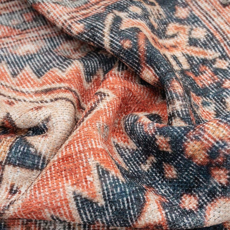 Distressed Tribal Style Neutral Cotton Area Rug Machine