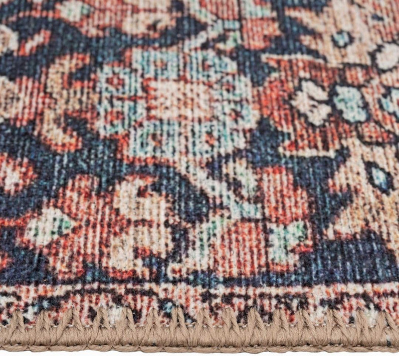 Distressed Tribal Style Neutral Cotton Area Rug Machine