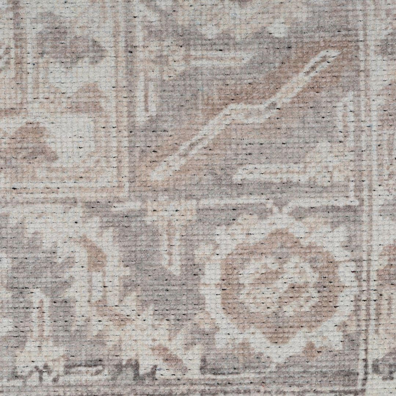 Distressed Tribal Style Neutral Cotton Area Rug Machine