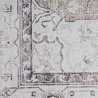 Distressed Tribal Style Neutral Cotton Area Rug Machine