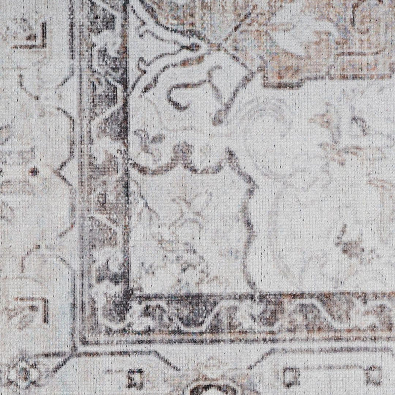 Distressed Tribal Style Neutral Cotton Area Rug Machine