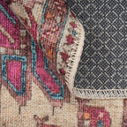 Distressed Tribal Style Neutral Cotton Area Rug Machine