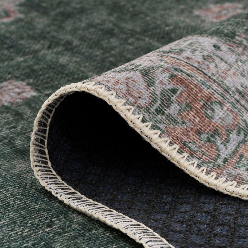 Distressed Tribal Style Neutral Cotton Area Rug Machine