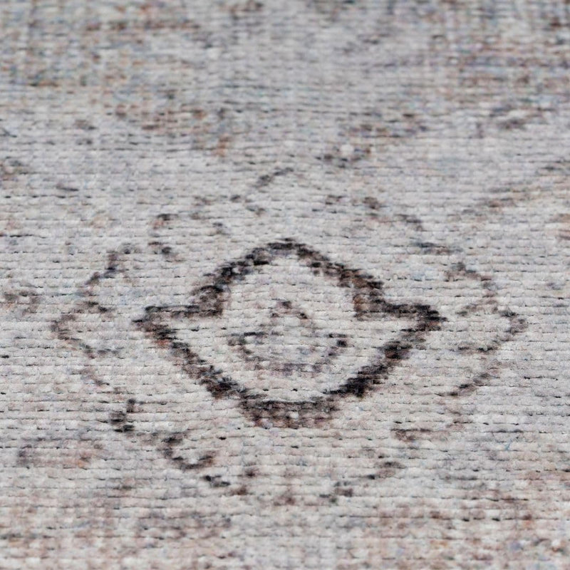 Distressed Tribal Style Neutral Cotton Area Rug Machine
