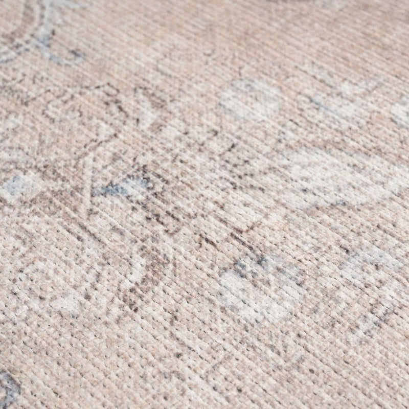 Distressed Tribal Style Neutral Cotton Area Rug Machine