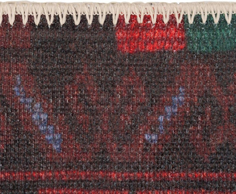 Distressed Tribal Style Neutral Cotton Area Rug Machine
