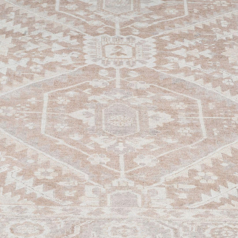 Distressed Tribal Style Neutral Cotton Area Rug Machine
