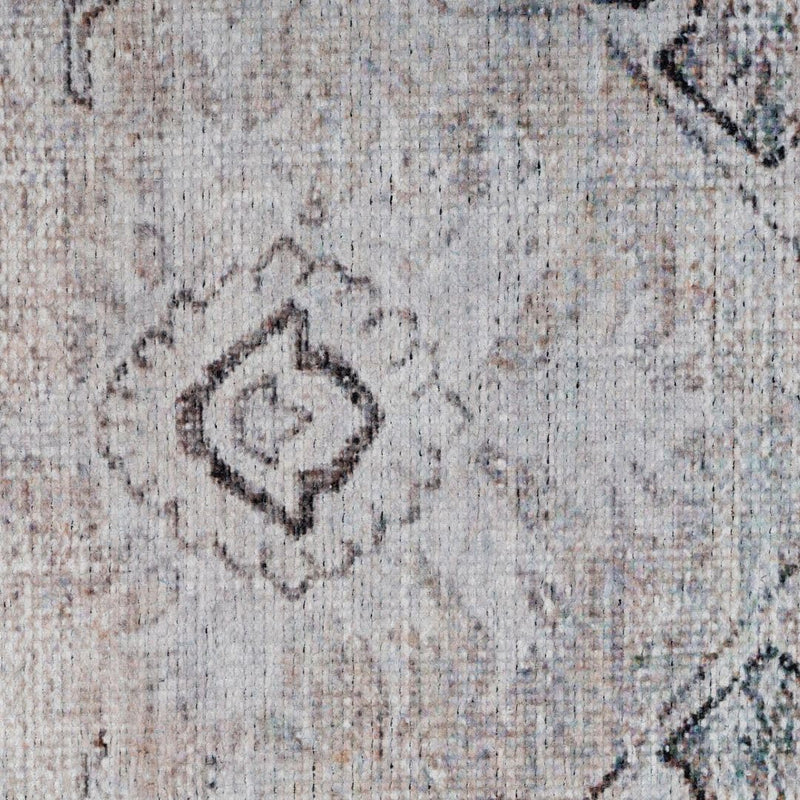 Distressed Tribal Style Neutral Cotton Area Rug Machine