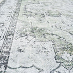 Distressed Tribal Style Neutral Cotton Area Rug Machine