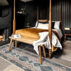 Distressed Tribal Style Neutral Cotton Area Rug Machine