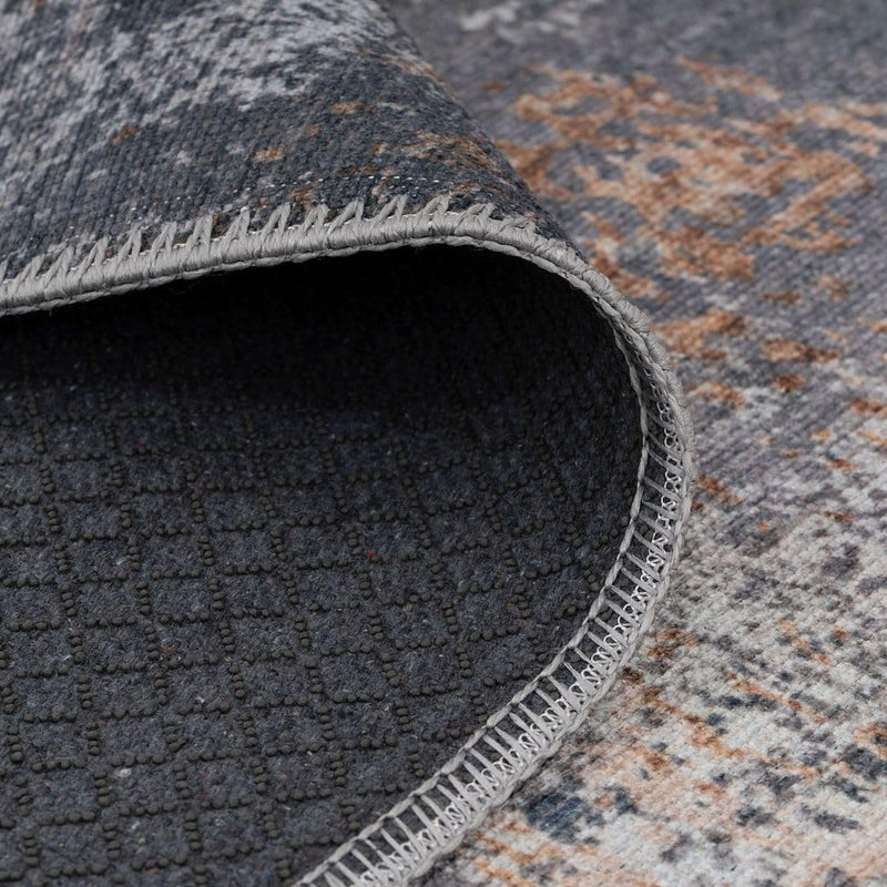 Distressed Tribal Style Neutral Cotton Area Rug Machine