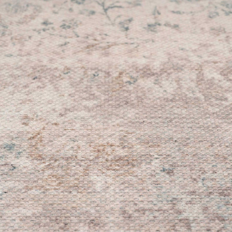 Distressed Tribal Style Neutral Cotton Area Rug Machine