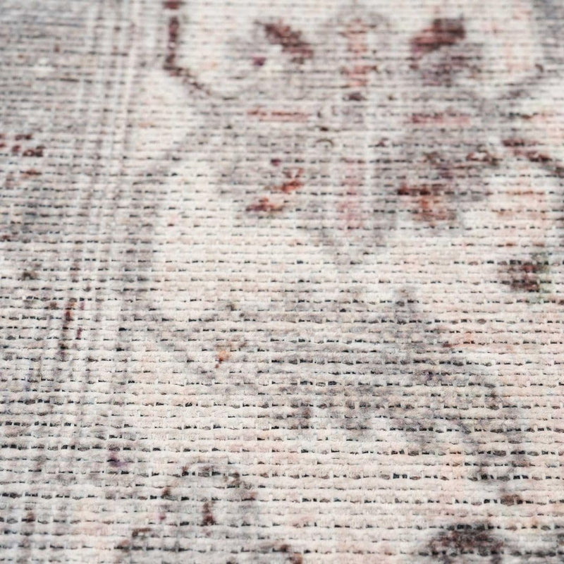 Distressed Tribal Style Neutral Cotton Area Rug Machine