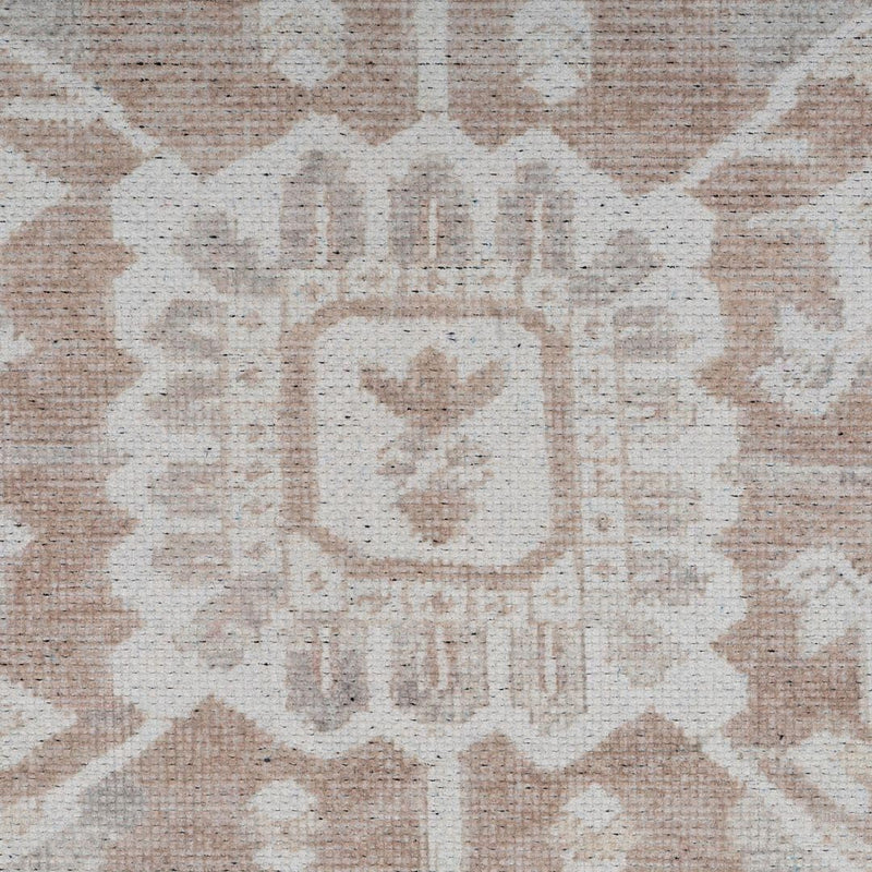 Distressed Tribal Style Neutral Cotton Area Rug Machine