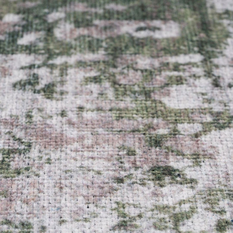 Distressed Tribal Style Neutral Cotton Area Rug Machine
