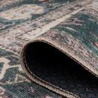 Distressed Tribal Style Neutral Cotton Area Rug Machine