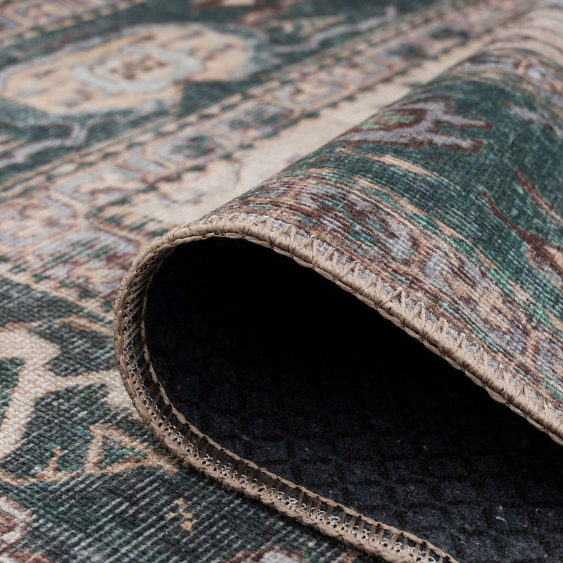 Distressed Tribal Style Neutral Cotton Area Rug Machine