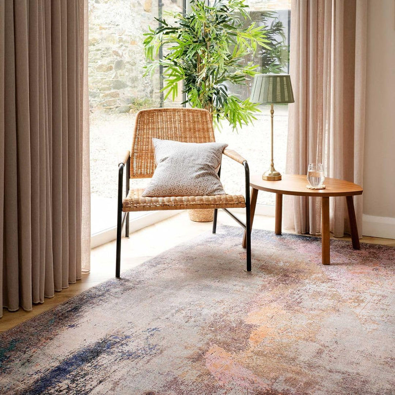 Distressed Tribal Style Neutral Cotton Area Rug Machine