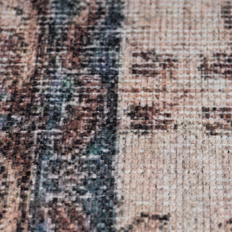 Distressed Tribal Style Neutral Cotton Area Rug Machine