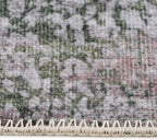 Distressed Tribal Style Neutral Cotton Area Rug Machine