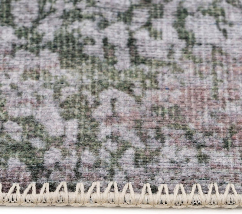 Distressed Tribal Style Neutral Cotton Area Rug Machine