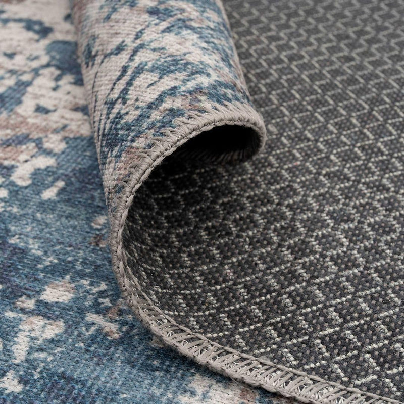 Distressed Tribal Style Neutral Cotton Area Rug Machine