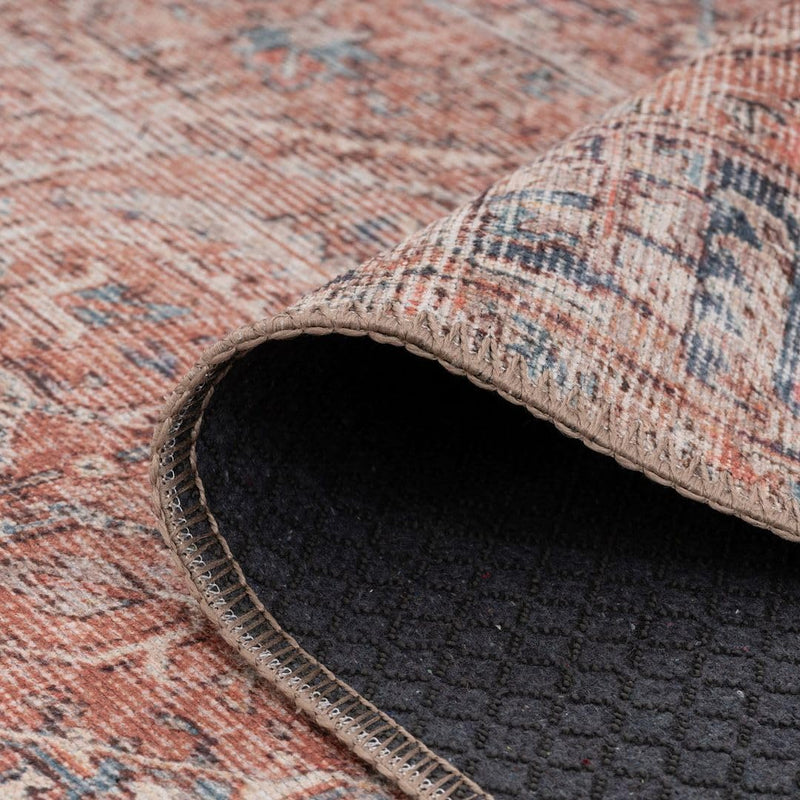Distressed Tribal Style Neutral Cotton Area Rug Machine