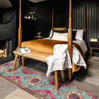 Distressed Tribal Style Neutral Cotton Area Rug Machine
