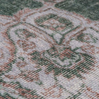 Distressed Tribal Style Neutral Cotton Area Rug Machine