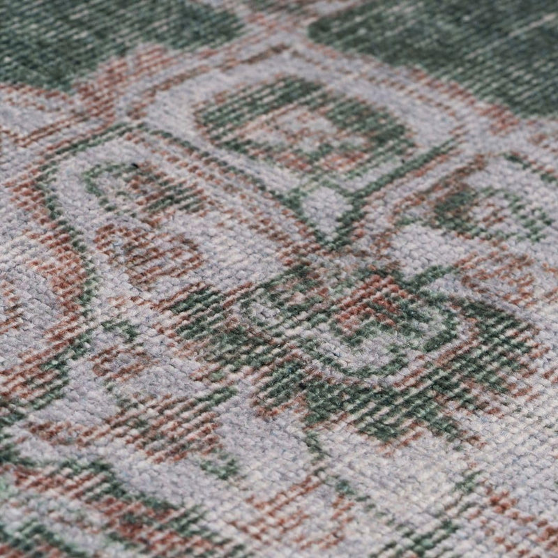 Distressed Tribal Style Neutral Cotton Area Rug Machine