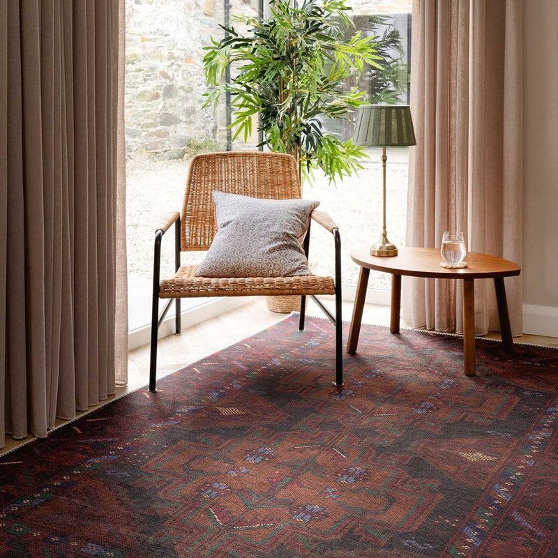 Distressed Tribal Style Neutral Cotton Area Rug Machine