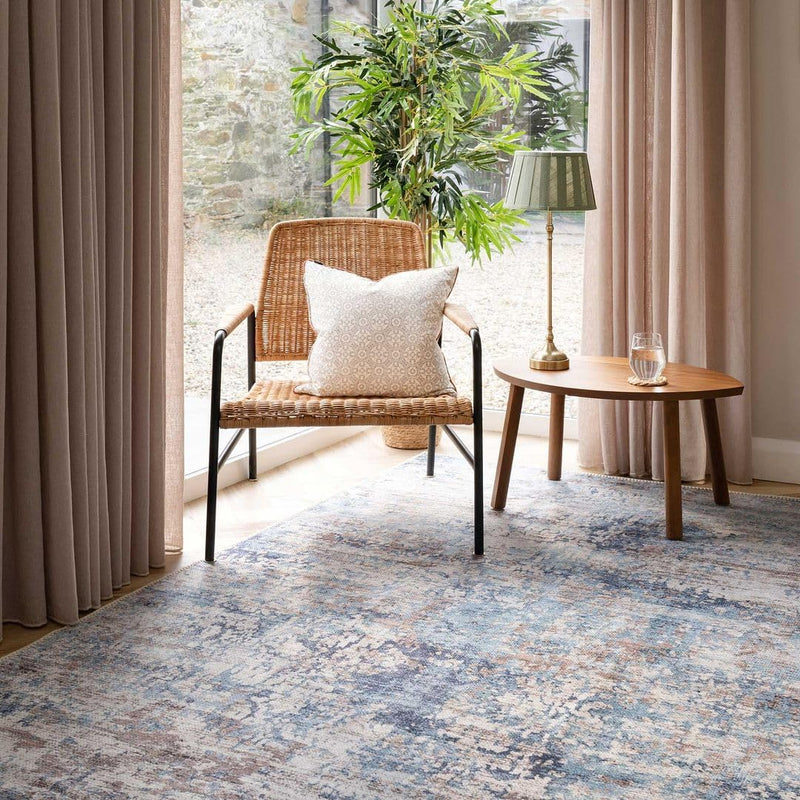 Distressed Tribal Style Neutral Cotton Area Rug Machine