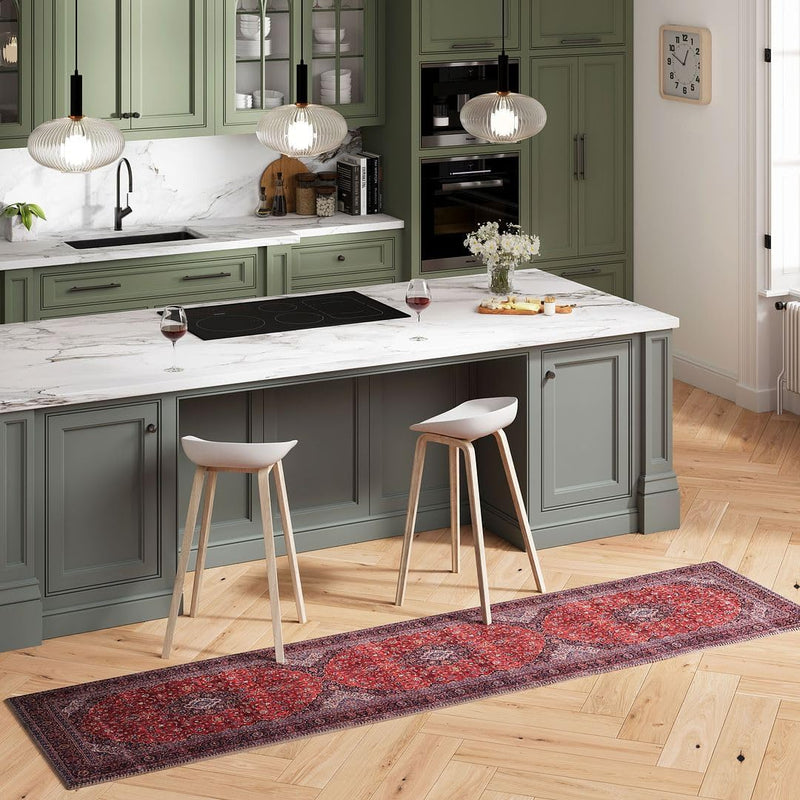 Distressed Tribal Style Neutral Cotton Area Rug Machine