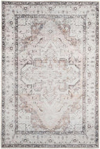 Distressed Tribal Style Neutral Cotton Area Rug Machine