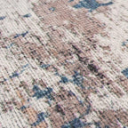 Distressed Tribal Style Neutral Cotton Area Rug Machine