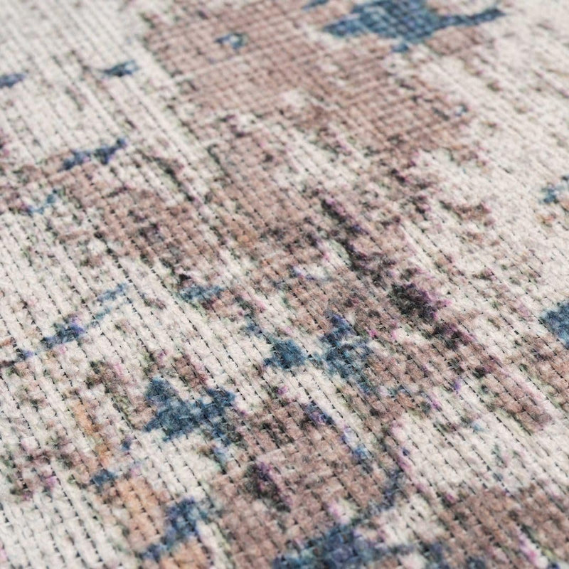 Distressed Tribal Style Neutral Cotton Area Rug Machine