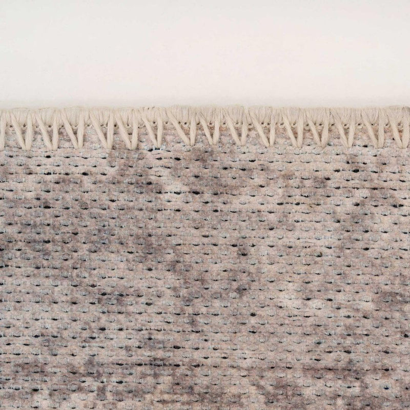 Distressed Tribal Style Neutral Cotton Area Rug Machine
