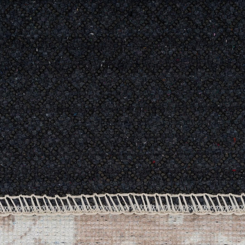 Distressed Tribal Style Neutral Cotton Area Rug Machine