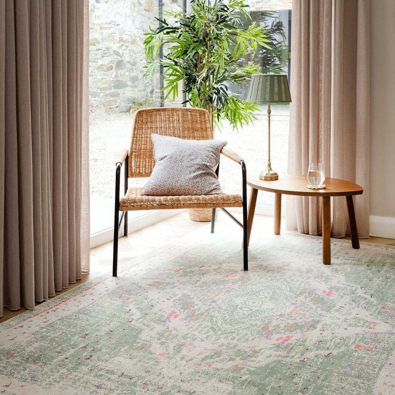 Distressed Tribal Style Neutral Cotton Area Rug Machine