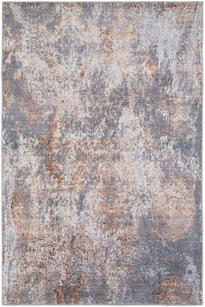 Distressed Tribal Style Neutral Cotton Area Rug Machine