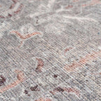 Distressed Tribal Style Neutral Cotton Area Rug Machine