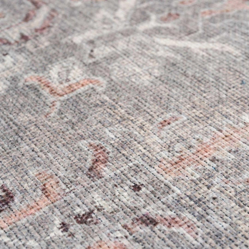 Distressed Tribal Style Neutral Cotton Area Rug Machine