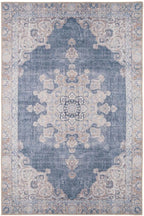 Distressed Tribal Style Neutral Cotton Area Rug Machine