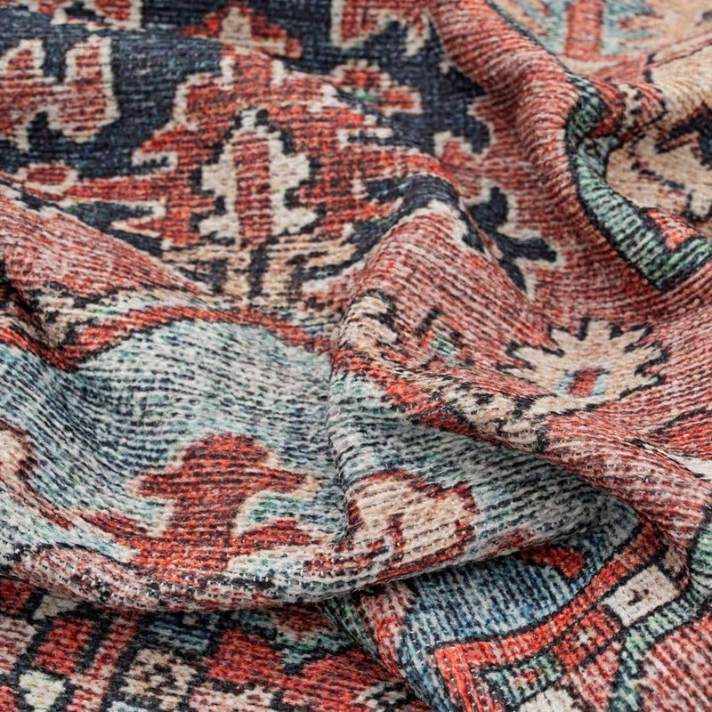 Distressed Tribal Style Neutral Cotton Area Rug Machine