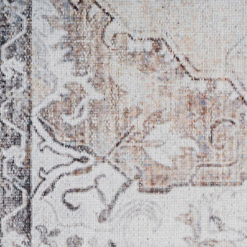 Distressed Tribal Style Neutral Cotton Area Rug Machine