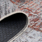 Distressed Tribal Style Neutral Cotton Area Rug Machine