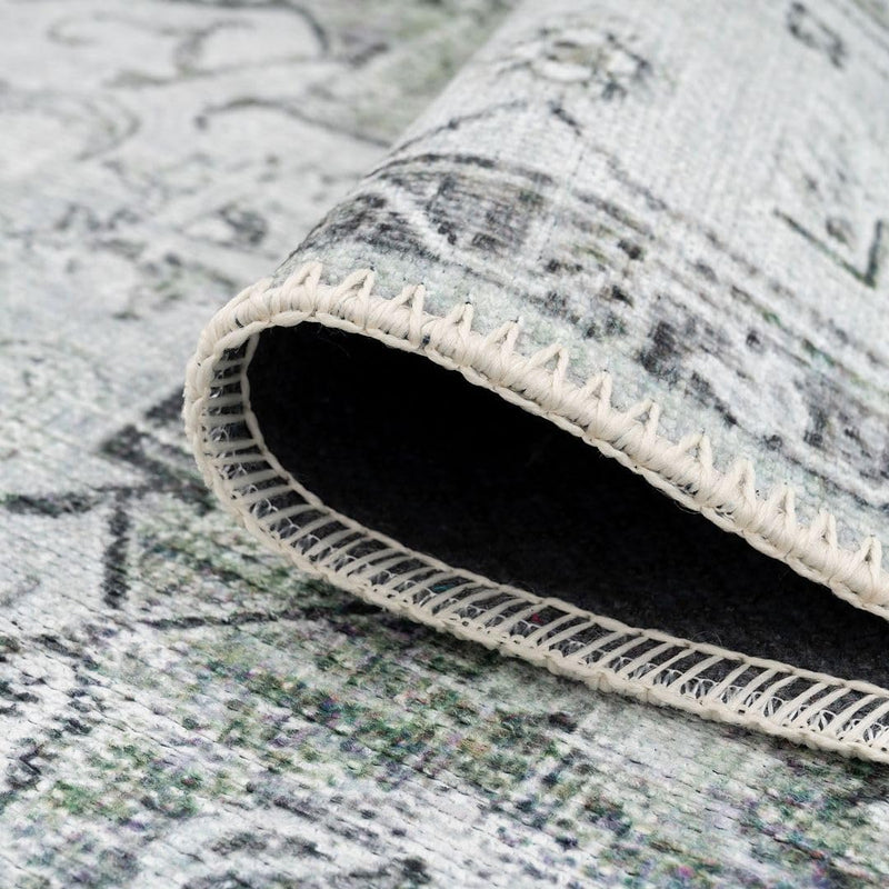 Distressed Tribal Style Neutral Cotton Area Rug Machine