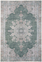 Distressed Tribal Style Neutral Cotton Area Rug Machine
