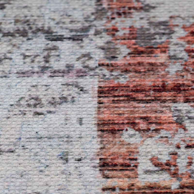 Distressed Tribal Style Neutral Cotton Area Rug Machine